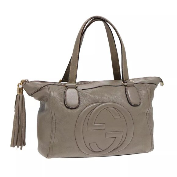 GUCCI Hand Bag Leather Gray Gold 282307 Auth ep5392 - Picture 1 of 14